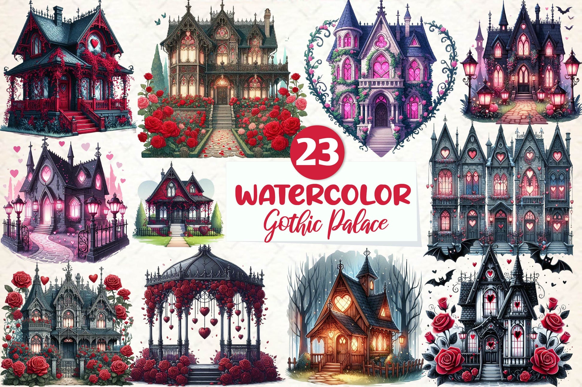 Valentine Gothic Palace Clipart Bundle - CraftNest - Digital Crafting and Art