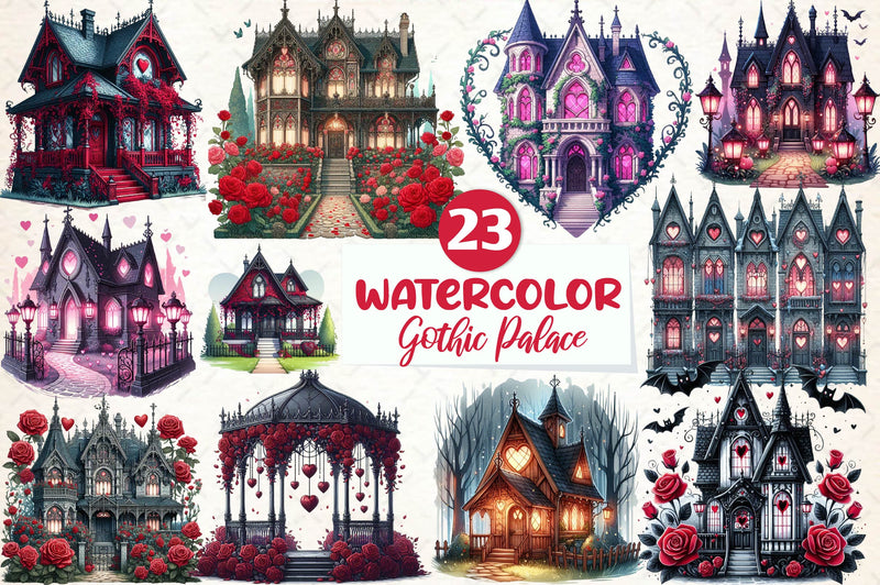 Valentine Gothic Palace Clipart Bundle - CraftNest - Digital Crafting and Art