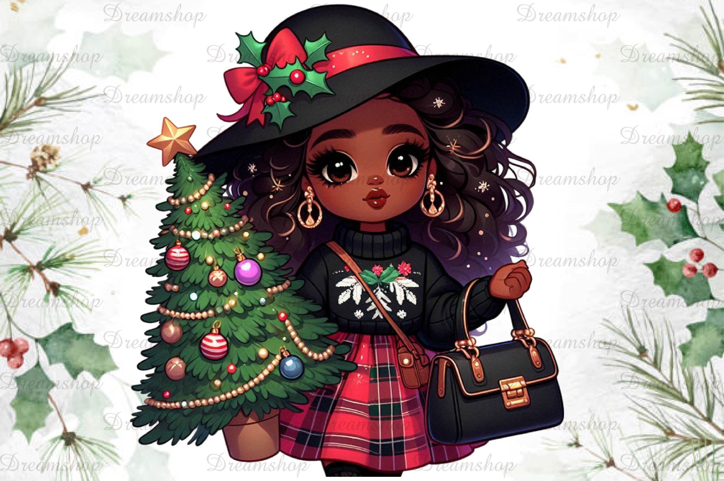 African American Christmas Girl Clipart Bundle - CraftNest - Digital Crafting and Art