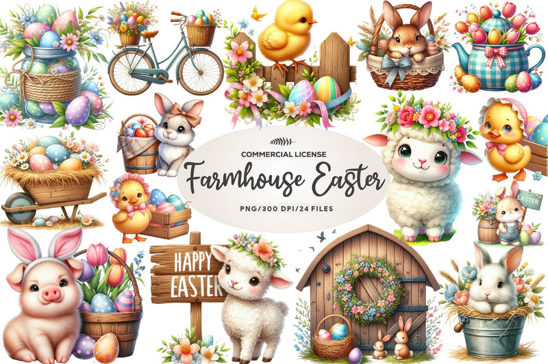 Country Farmhouse Easter Clipart Bundle 1 - CraftNest - Digital Crafting and Art