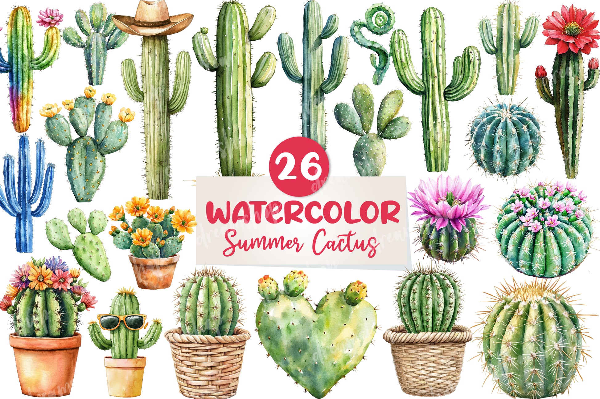 Summer Cactus Clipart Bundle - CraftNest - Digital Crafting and Art