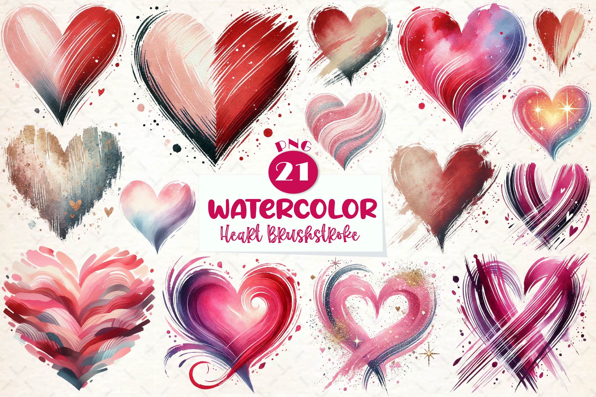 Valentines Day Heart Brushstroke Clipart Bundle - CraftNest - Digital Crafting and Art
