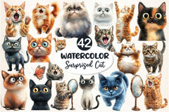 Surprised Funny Crazy Cat Clipart Bundle - CraftNest - Digital Crafting and Art
