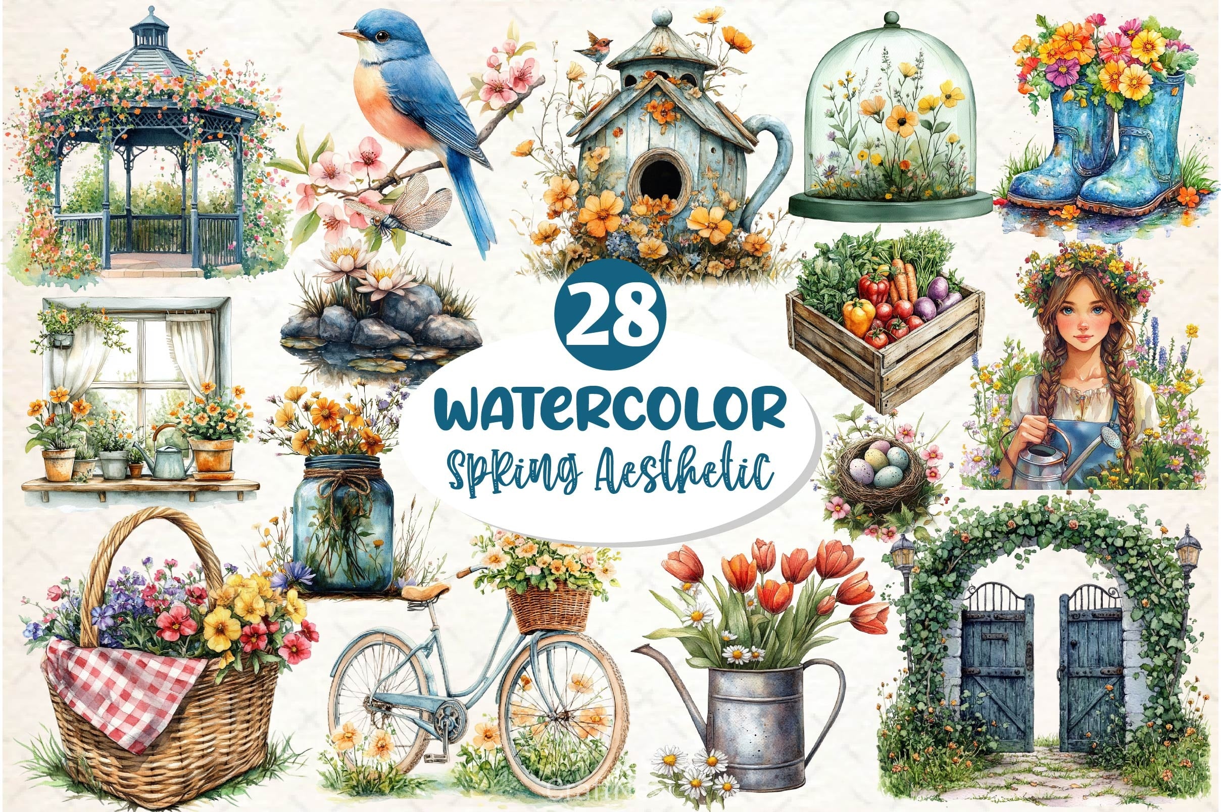 Spring Aesthetic Clipart Bundle - CraftNest - Digital Crafting and Art