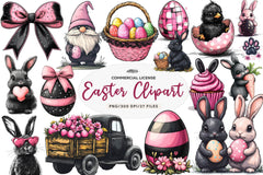 Black & Pink Easter Clipart Bundle - CraftNest - Digital Crafting and Art