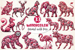 Valentines Day Animal With Rose Clipart Bundle - CraftNest - Digital Crafting and Art