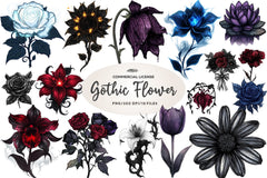 Dark Moody Gothic Flower Clipart Bundle 1 - CraftNest - Digital Crafting and Art