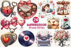 Retro Romantic Valentine Clipart Bundle - CraftNest - Digital Crafting and Art
