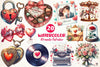 Retro Romantic Valentine Clipart Bundle