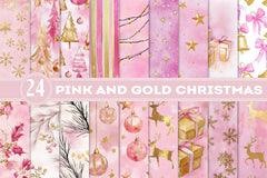 Pink And Gold Christmas Clipart Bundle - CraftNest - Digital Crafting and Art