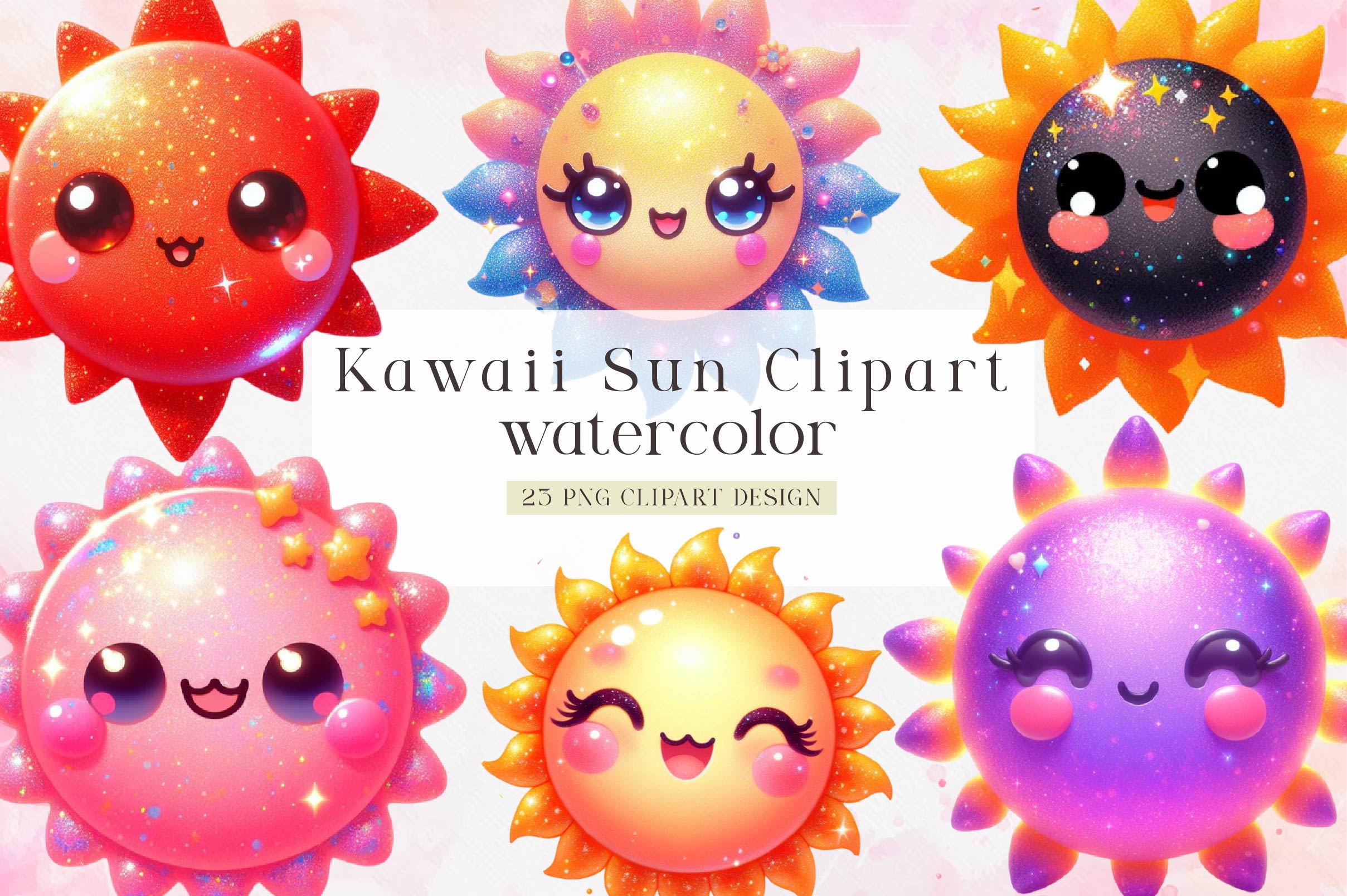 Kawaii Sun Clipart Bundle - CraftNest - Digital Crafting and Art
