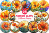 Round Stained Glass California Poppies Clipart Bundle