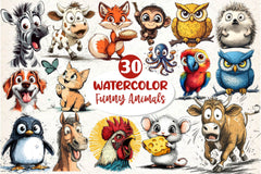 Funny Animals Clipart Bundle 4 - CraftNest - Digital Crafting and Art