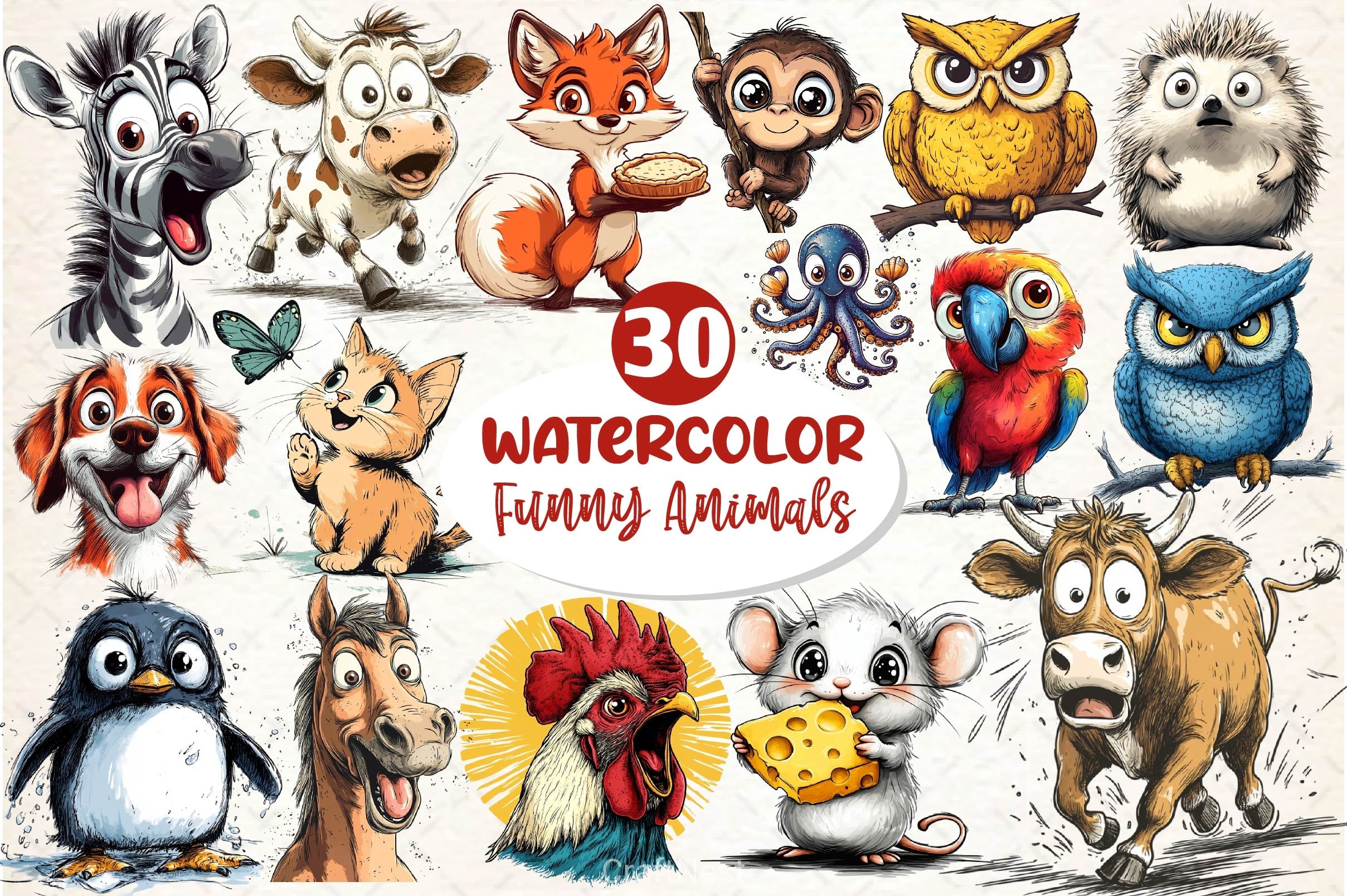 Funny Animals Clipart Bundle 4 - CraftNest - Digital Crafting and Art