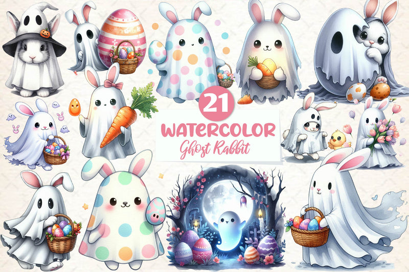 Easter Ghost Rabbit Clipart Bundle - CraftNest - Digital Crafting and Art
