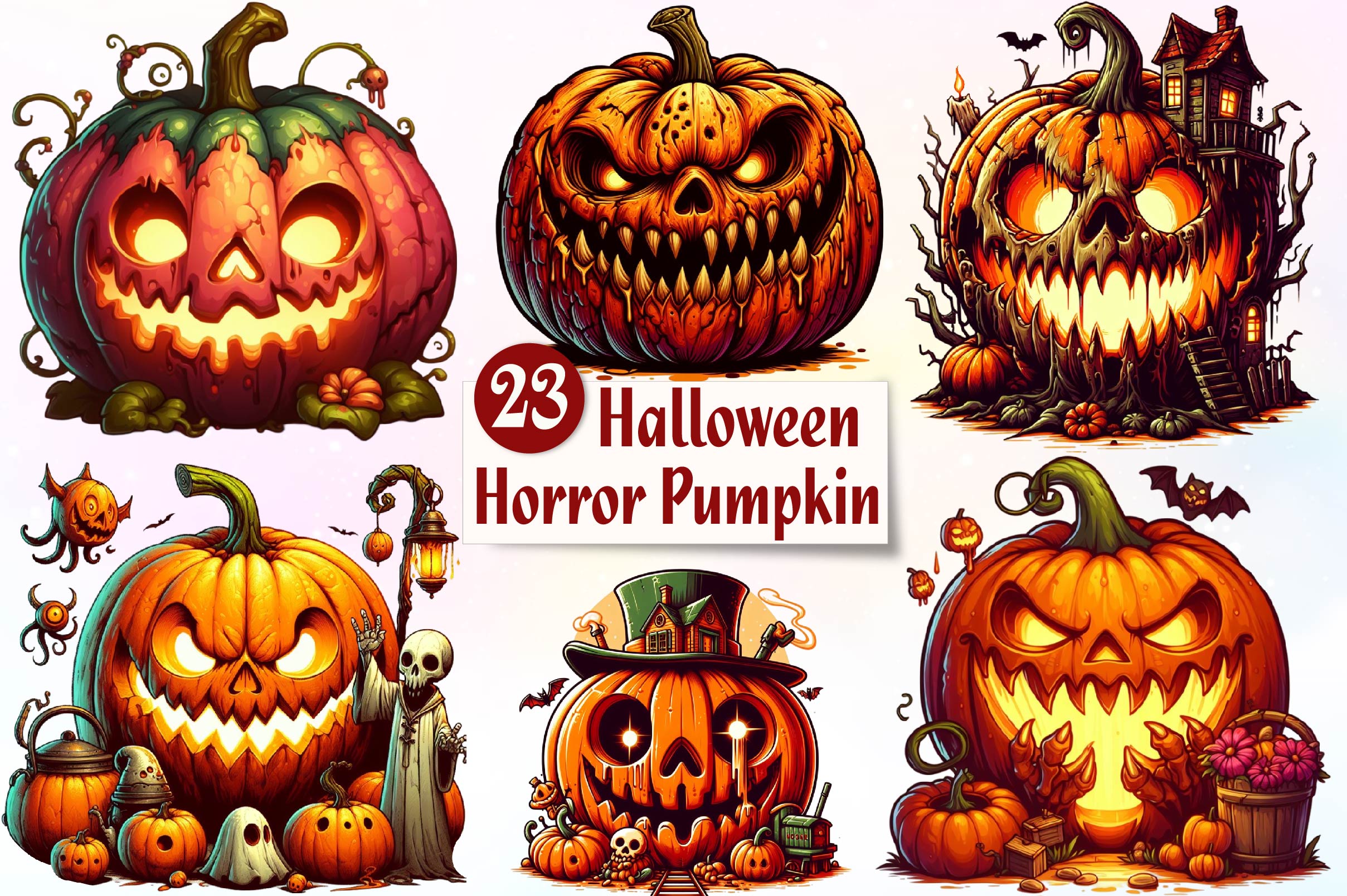Horror Pumpkin Clipart Bundle - CraftNest - Digital Crafting and Art