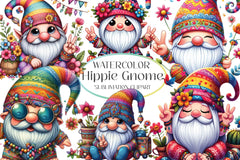 Cute Hippie Gnome Clipart Bundle - CraftNest - Digital Crafting and Art