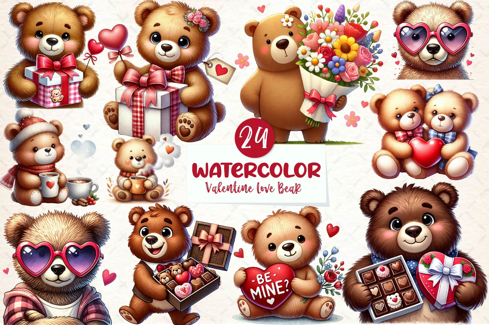 Valentine's Day Love Bear Clipart Bundle 1 - CraftNest - Digital Crafting and Art