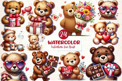 Valentine's Day Love Bear Clipart Bundle 1 - CraftNest - Digital Crafting and Art