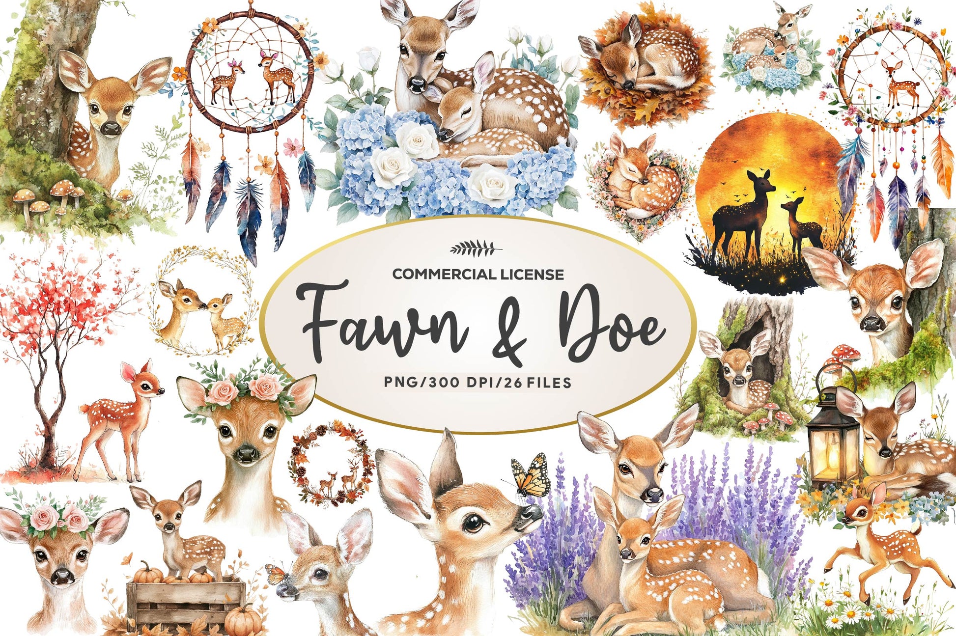 Fawn & Doe Clipart Bundle - CraftNest - Digital Crafting and Art