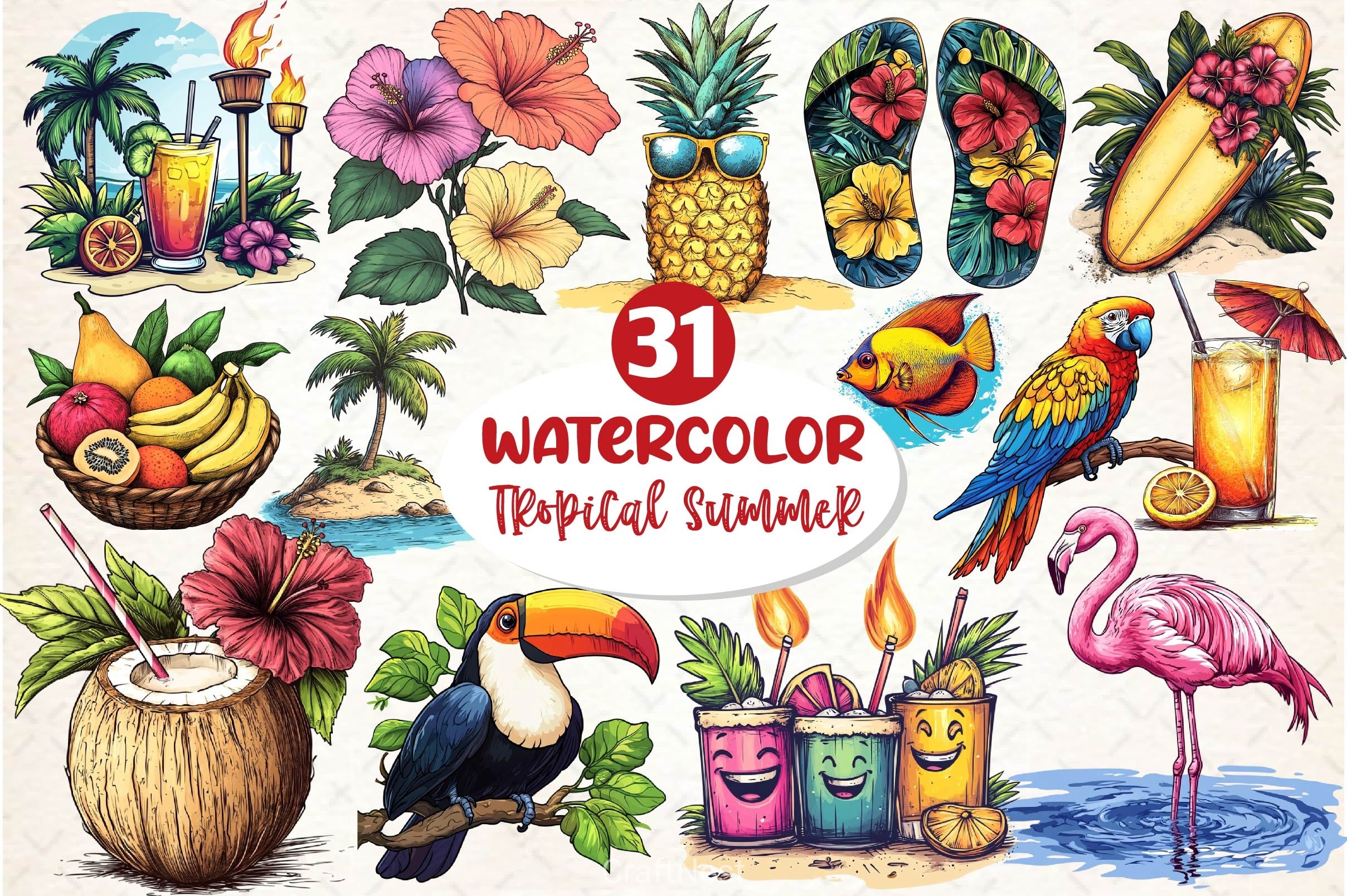 Tropical Summer Clipart Bundle 4 - CraftNest - Digital Crafting and Art