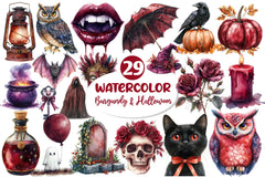 Burgundy & Halloween Clipart Bundle 5 - CraftNest - Digital Crafting and Art