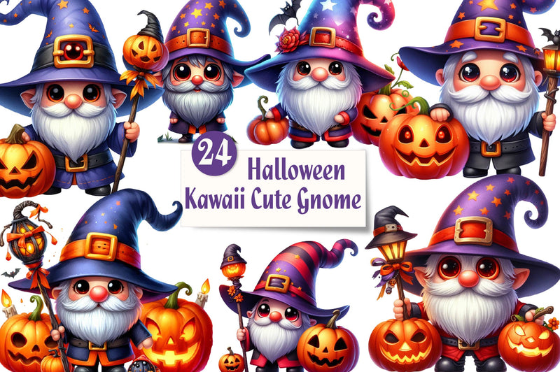 Halloween Kawaii Cute Gnome Clipart Bundle - CraftNest - Digital Crafting and Art