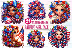 Patriot Girl Face Clipart Bundle - CraftNest - Digital Crafting and Art