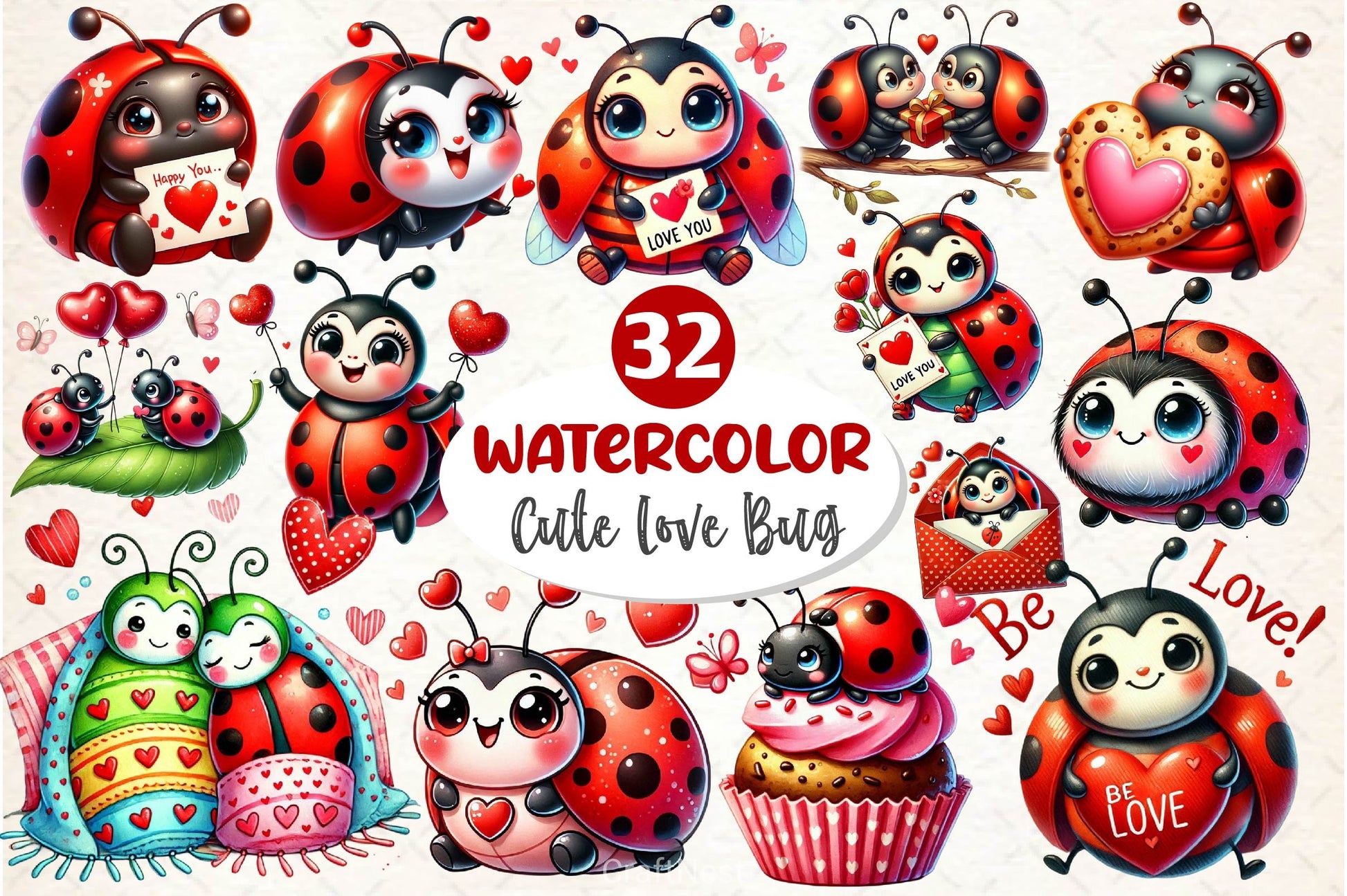 Cute Love Bug Clipart Bundle - CraftNest - Digital Crafting and Art