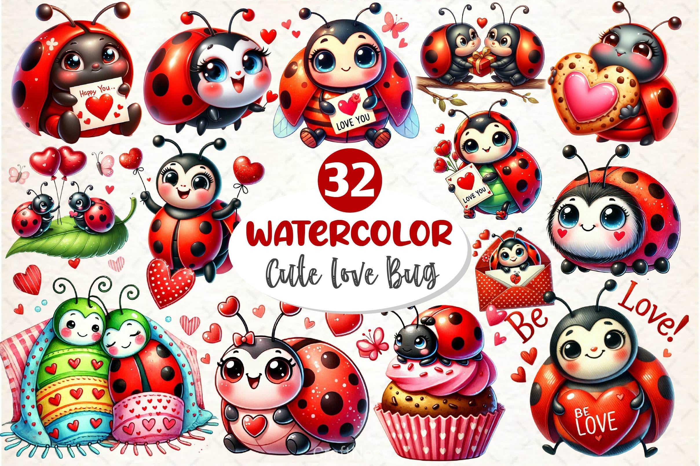 Cute Love Bug Clipart Bundle - CraftNest - Digital Crafting and Art