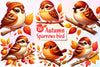 Autumn Sparrows Bird Clipart Bundle