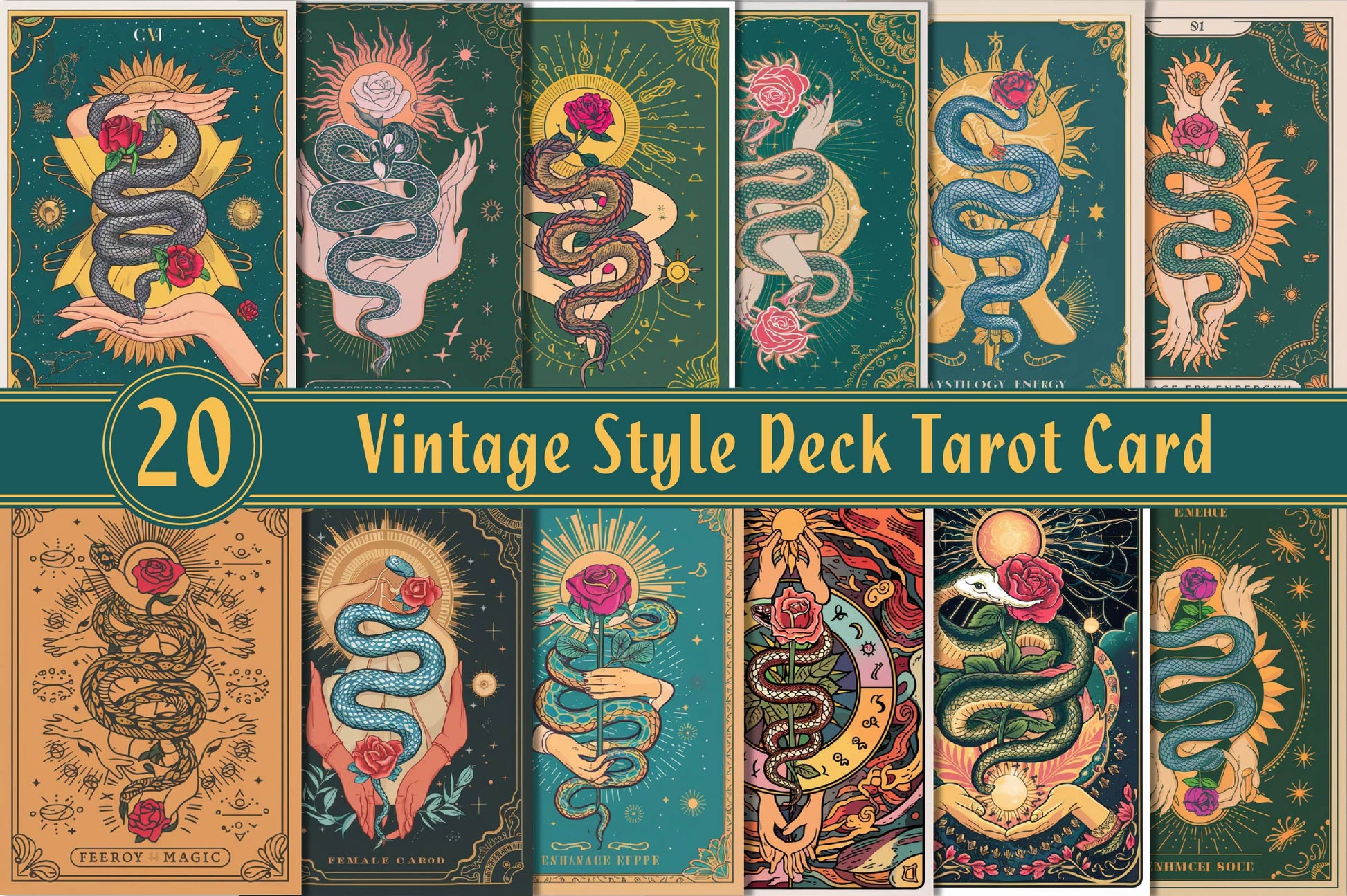 Vintage Style Deck Tarot Card Clipart Bundle - CraftNest - Digital Crafting and Art