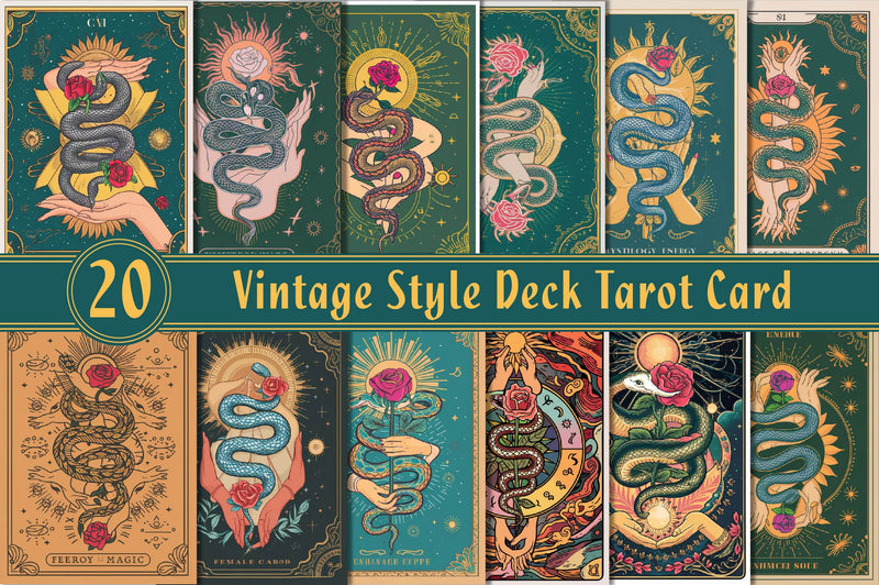 Vintage Style Deck Tarot Card Clipart Bundle - CraftNest - Digital Crafting and Art