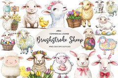 Brushstroke Sheep Easter Clipart Bundle - CraftNest - Digital Crafting and Art