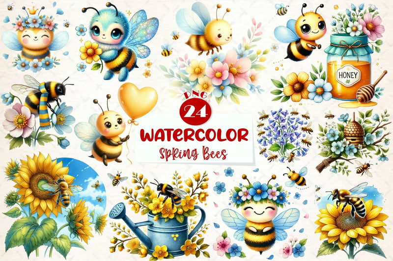 Spring Bees Clipart Bundle 1 - CraftNest - Digital Crafting and Art