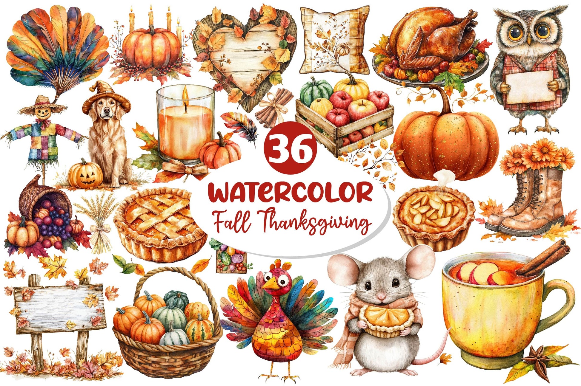 Fall And Thanksgiving Clipart Bundle - CraftNest - Digital Crafting and Art