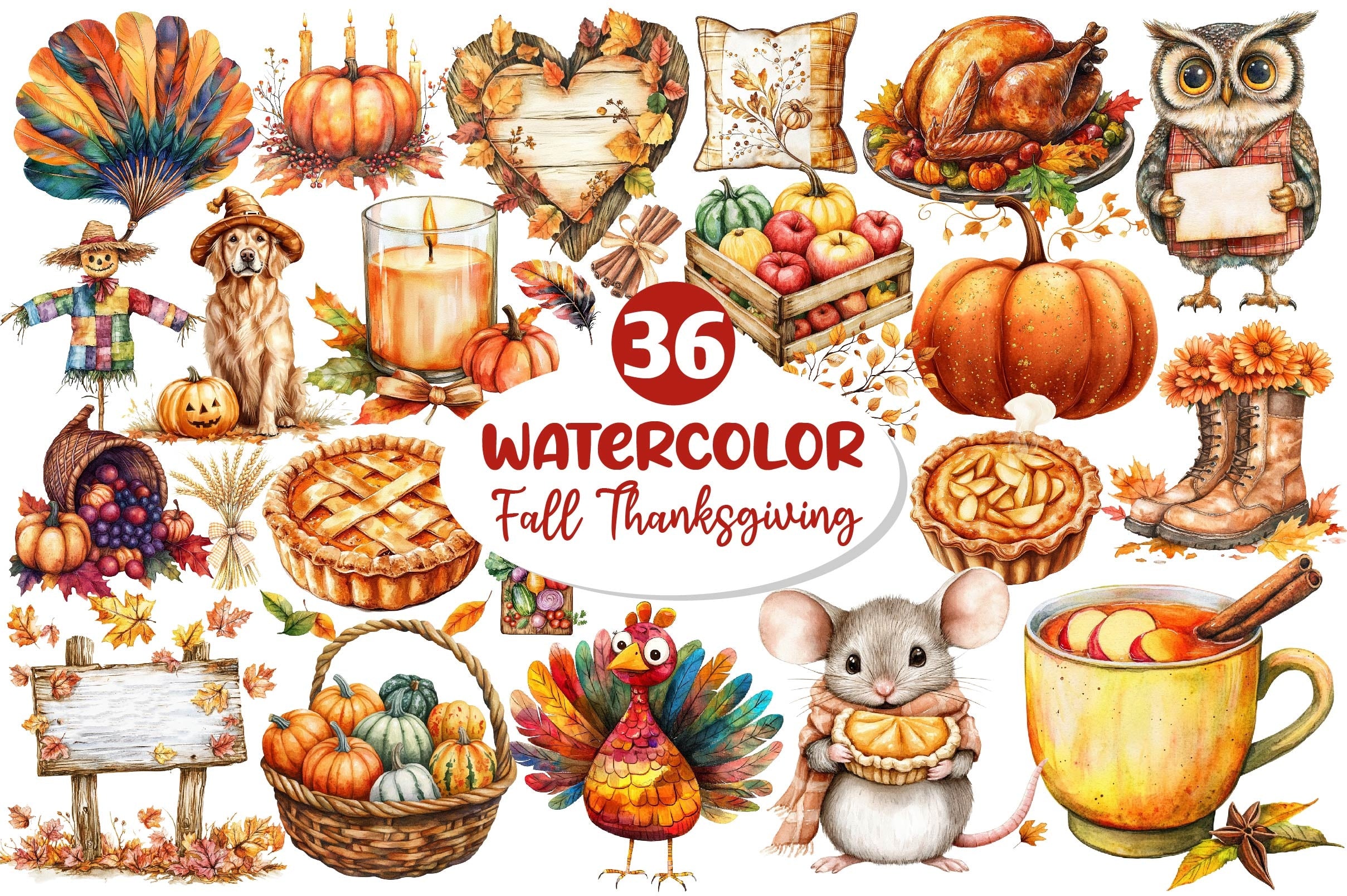 Fall And Thanksgiving Clipart Bundle - CraftNest - Digital Crafting and Art
