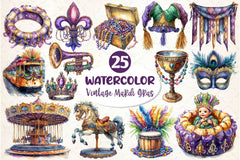 Vintage Mardi Gras Clipart Bundle - CraftNest - Digital Crafting and Art