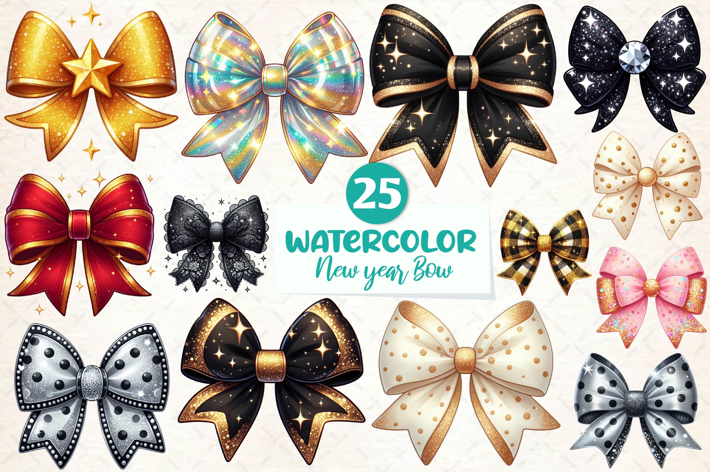 Coquette New Year Bow Clipart Bundle - CraftNest - Digital Crafting and Art