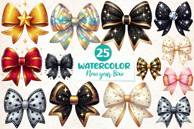 Coquette New Year Bow Clipart Bundle - CraftNest - Digital Crafting and Art