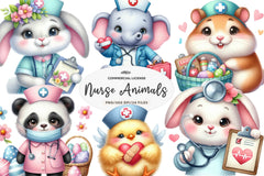 Cute Easter Nurse Animals Clipart Bundle - CraftNest - Digital Crafting and Art