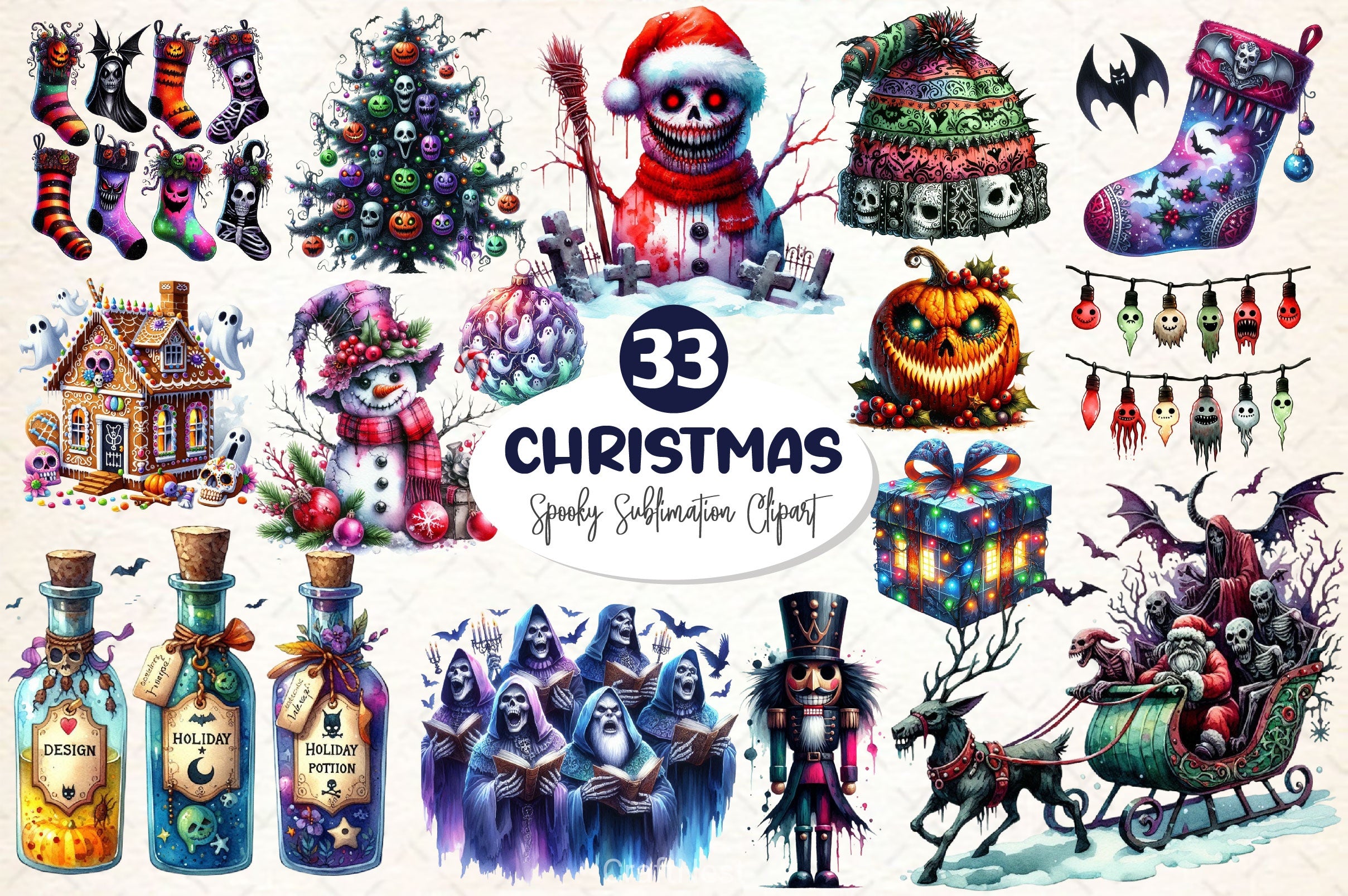 Spooky Christmas Clipart Bundle 2 - CraftNest - Digital Crafting and Art
