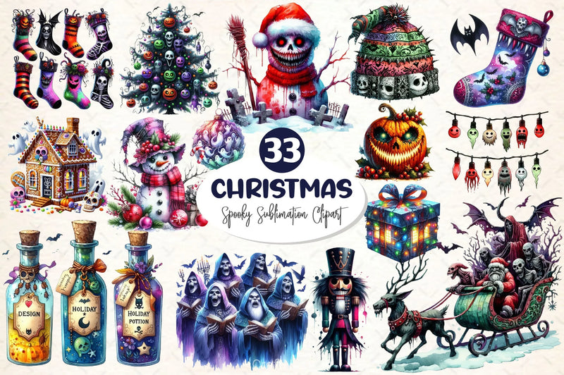 Spooky Christmas Clipart Bundle 2 - CraftNest - Digital Crafting and Art