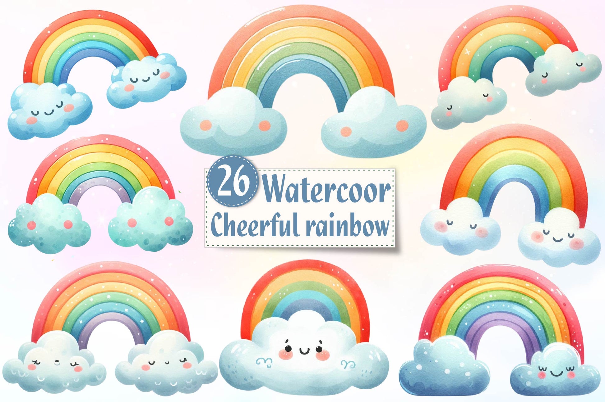 Cheerful Rainbow Clipart Bundle - CraftNest - Digital Crafting and Art