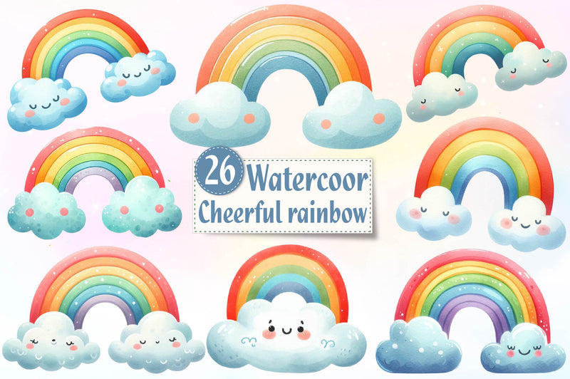 Cheerful Rainbow Clipart Bundle - CraftNest - Digital Crafting and Art