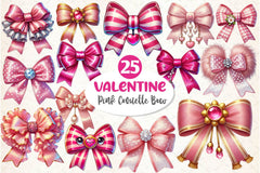 Pink Coquette Valentine Bow Clipart Bundle 2 - CraftNest - Digital Crafting and Art