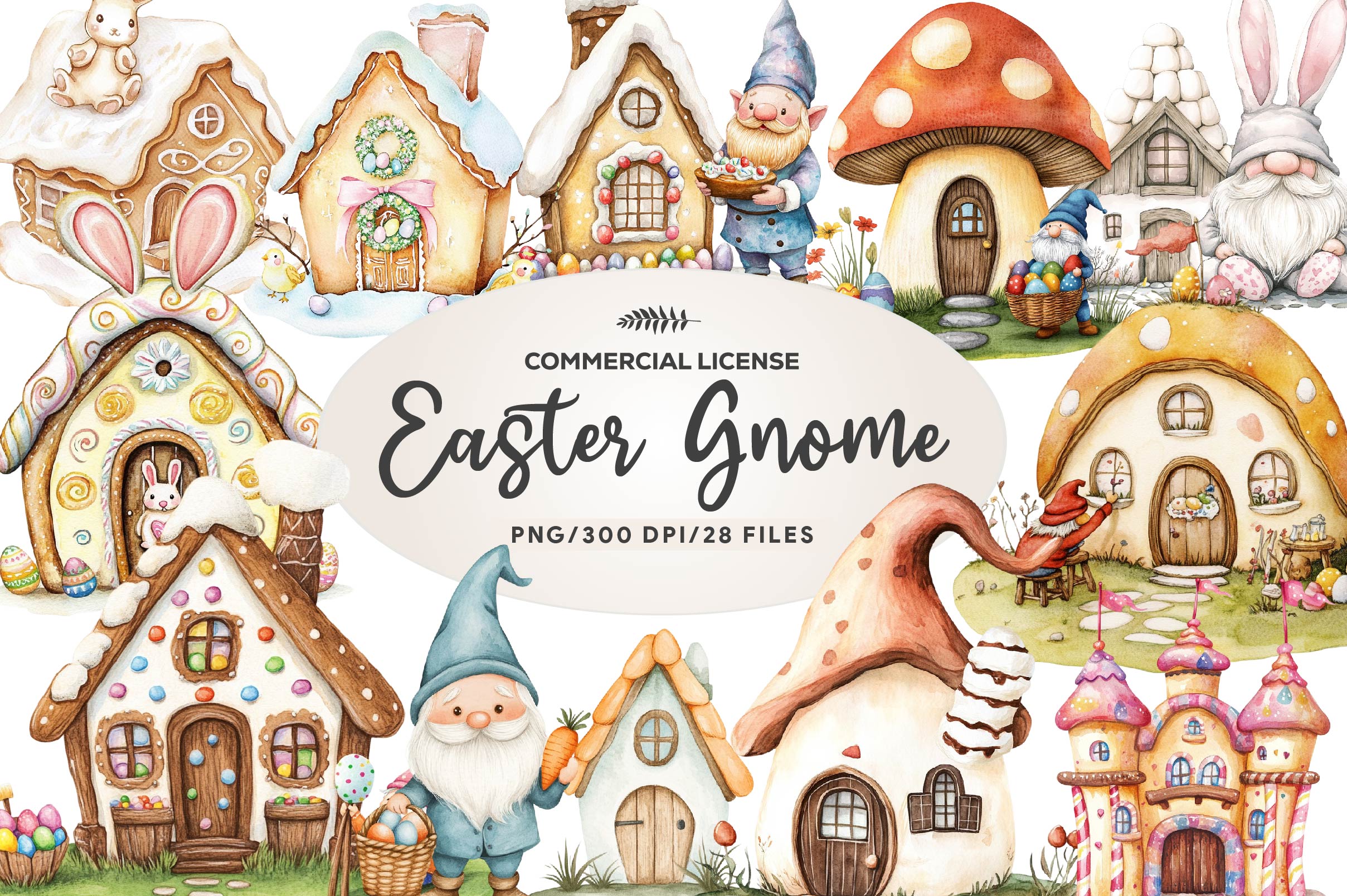 Easter Gnome Gingerbread House Clipart Bundle - CraftNest - Digital Crafting and Art