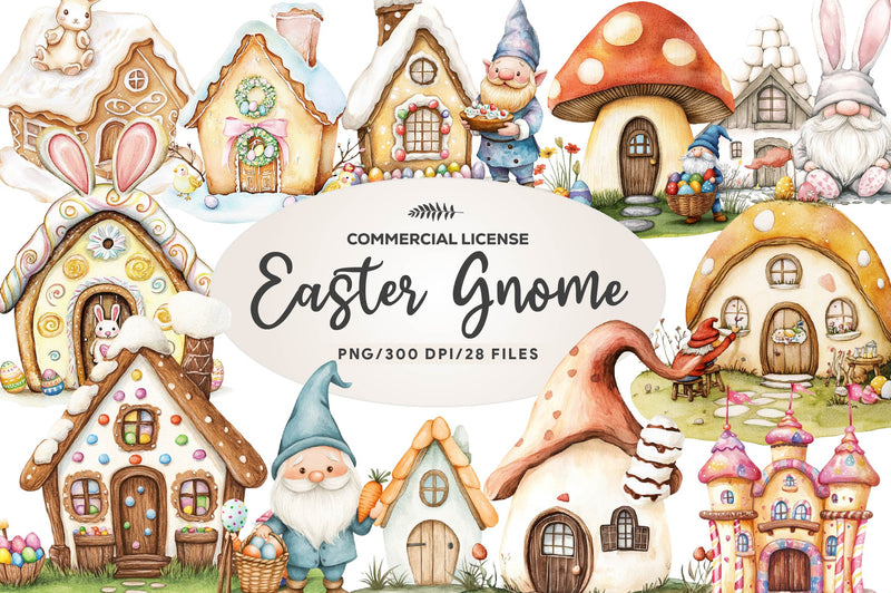 Easter Gnome Gingerbread House Clipart Bundle - CraftNest - Digital Crafting and Art