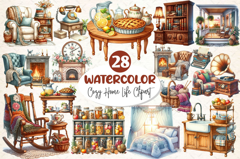 Vintage Cozy Home Life Clipart Bundle 2 - CraftNest - Digital Crafting and Art