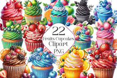 Cupcake Fruits Cupcakes Clipart Bundle - CraftNest - Digital Crafting and Art